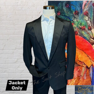 Circle S Dallas Texas 42L Mens Black Western Tuxedo Jacket Rockabilly Rodeo